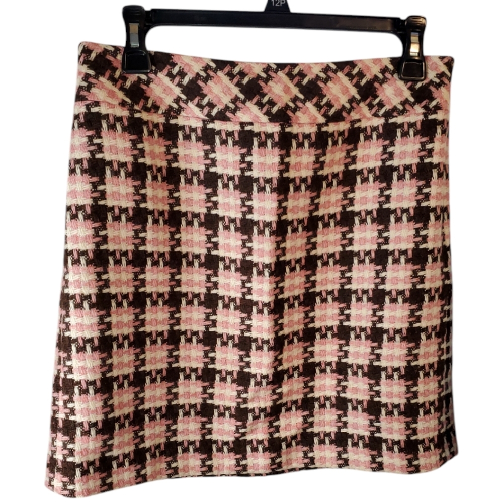 Ann Taylor LOFT wool blend skirt pink brown cream size 6